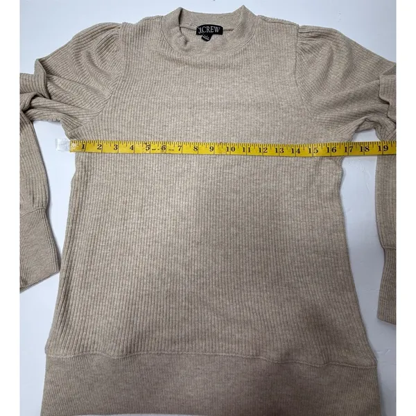 J.Crew Ribbed Crewneck Puff Long Sleeve Sweater Womens Size S‎ Brushed Tan New - Image 4