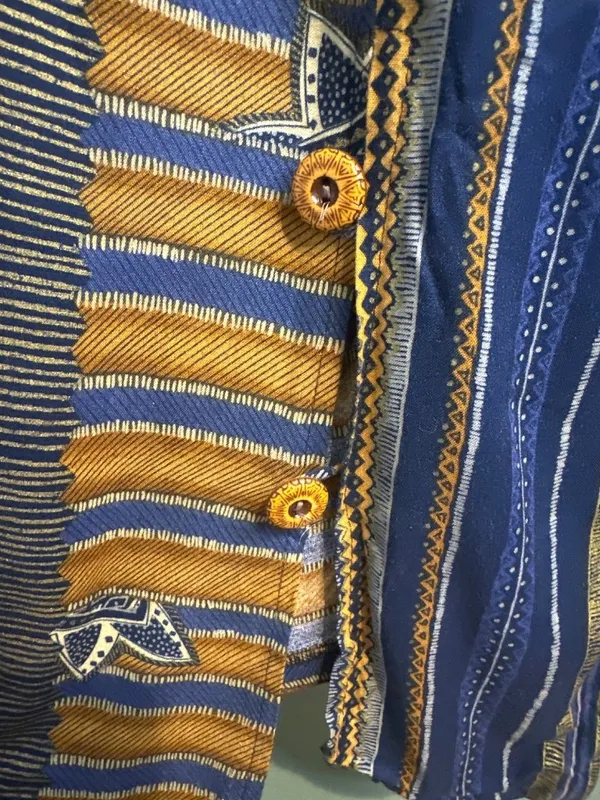 Vintage Adrian Jordan Boho Jacket XL Indigo Tribal Print Shoulder Pads 90s - Image 2