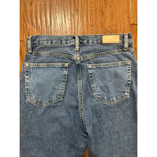 MANGO Havana high rise button fly raw hem Jean size 6 - Image 9