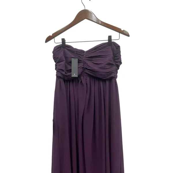 Lulus Luxe Favorite Dark Purple Strapless Ruched Maxi Dress size Large NWT - Image 3