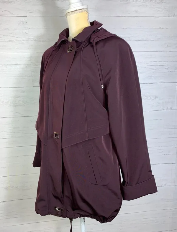 FS Limited plum purple double lined removable hooded zip toggle parka coat Small - Image 3