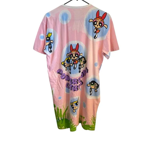 Powerpuff Girls Pink lady Vintage 90s Cotton T-shirt dress Graphic Tee Dress - Image 8