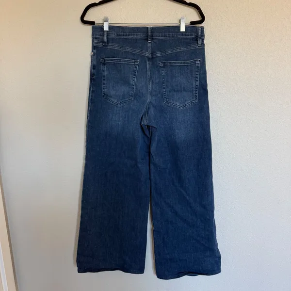 FRAME Le Slim Palazzo High Rise Wide Leg Jeans Thunderstorm Blue 31 Denim Chic - Image 2