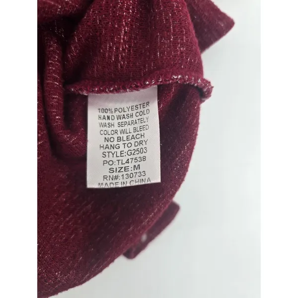 Umgee Tunic Womens Medium G2503 Burgundy Marled Pocket High Low EUC - Image 4