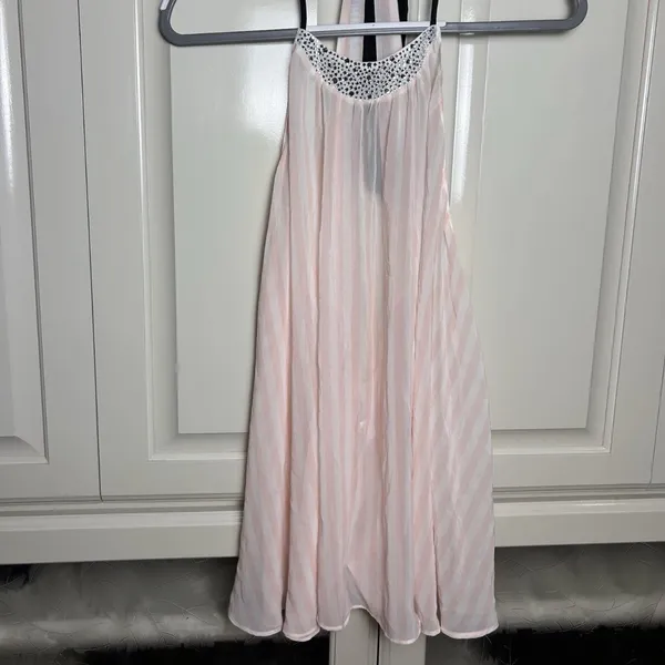 PINK - Victoria's Secret Women’s L Pink White Stripe Halter Chemise - Image 6