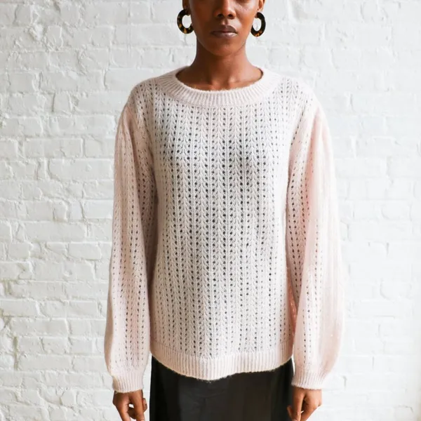 RAGDOLL LA Mohair Blend A Fuzzy Light‎ Pink Pullover Sweater XS - Image 3