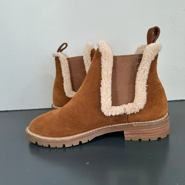 NEW Steve Madden Leopold Suede Leather Chelsea Boot in Camel Size 6.5 - Image 3