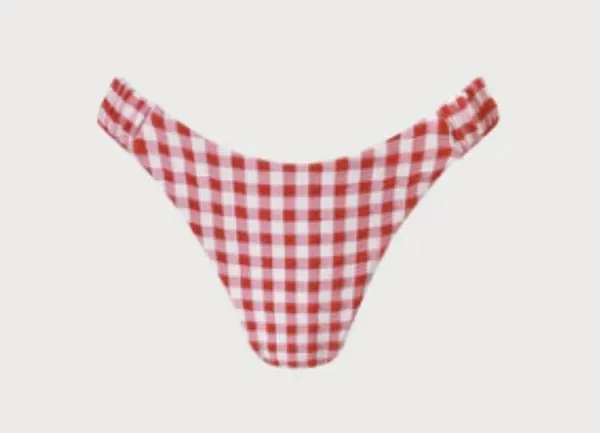 BERLOOK Red Plaid O-Ring Ruched Bikini Top AND Red Plaid Ruched Bikini Bottom 22 - Image 7