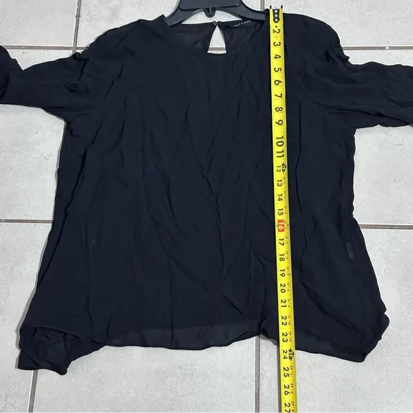 Zara Women‎ Black 3/4 Sleeve Sheer Blouse Top size M. - Image 9