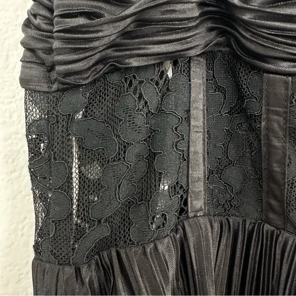 Lulus Black Strapless Lace Corset Pleated Maxi Dress - Image 7