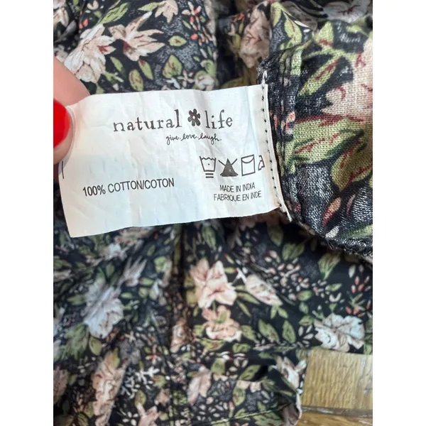 Natural Life My Favorite Cotton Top Black Flung Floral Ruffle Cotton Size XL - Image 6