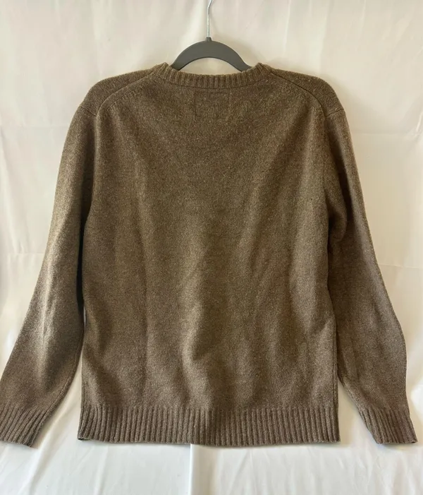 Express Sweater Mens L Large Tan Lambswool V Neck Pullover Long Sleeve Knitted - Image 4