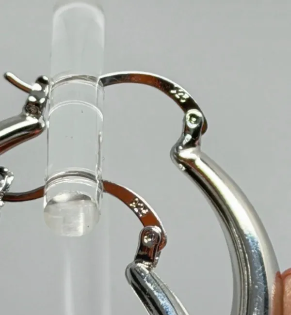 925 Sterling Silver Hoops Earrings - Image 2