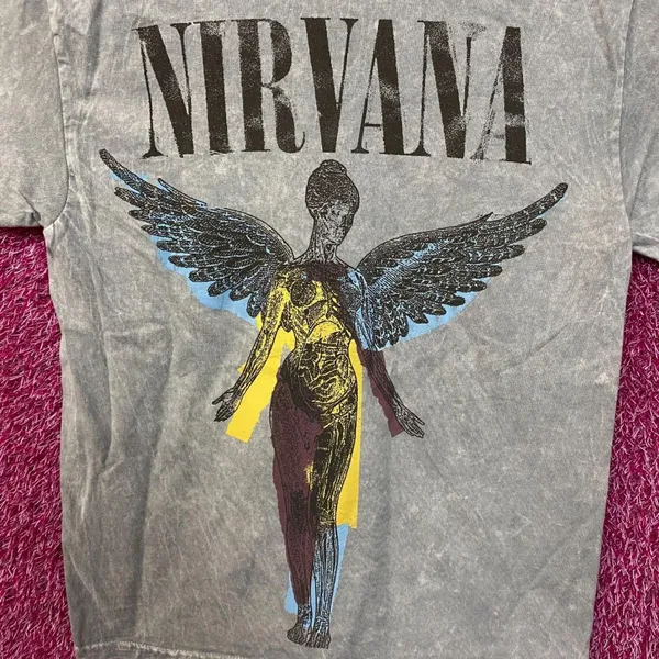 Nirvana In Utero Album Angel Art Outline Grunge Band Tee S - Image 2
