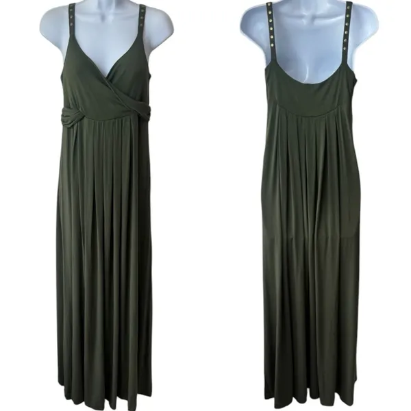 Karen Alexander Boston Proper Green‎ Studded Maxi Dress Resort Travel Summer M - Image 2