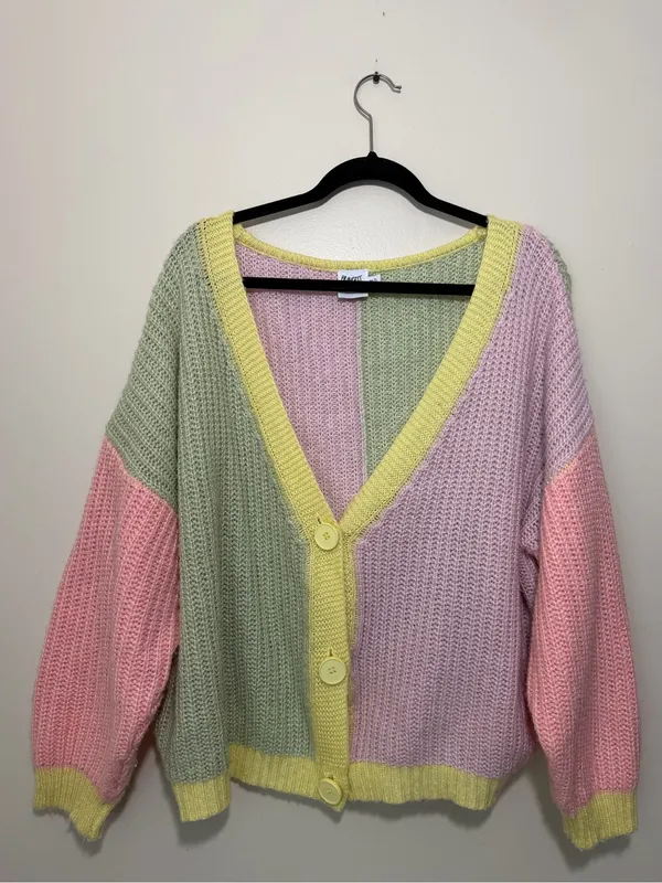 Princess Polly Naomi Cardigan Colorblock Sweater Colorful M/L - Image 2