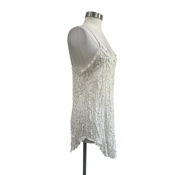 Hector Nicole White‎ Lace Mini Dress Sheer Crochet Slip Boho Size S - Image 2