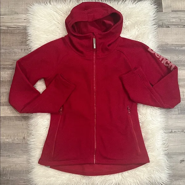 BENCH zip front textured fleece funnel neck hooded jacket L - Image 7