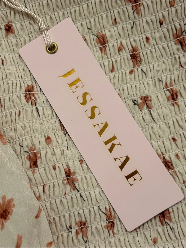 Jessakae Daydreamer Smocked Midi Dress In Cream Floral NWT Size Large - Image 13