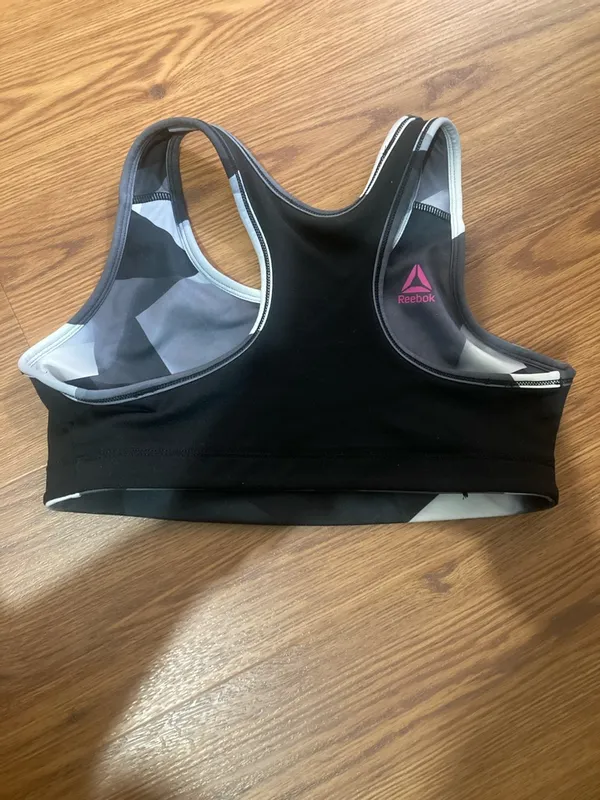 Reebok Black and White Racerback Sports Bra - Image 2