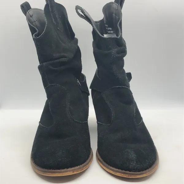 Decree Black Suede Leather Slouch Booties 9 - Image 4