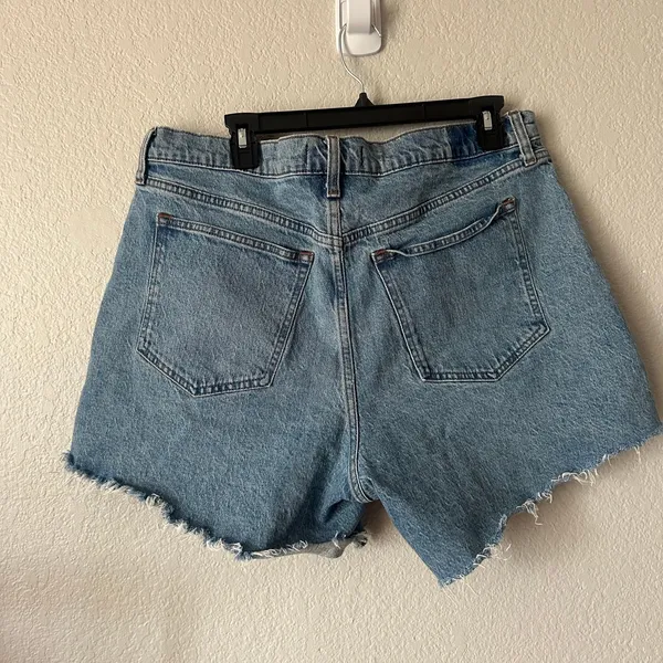 Abercrombie & Fitch High Rise The Dad Shorts Frayed Hem Denim Blue 33 - Image 5