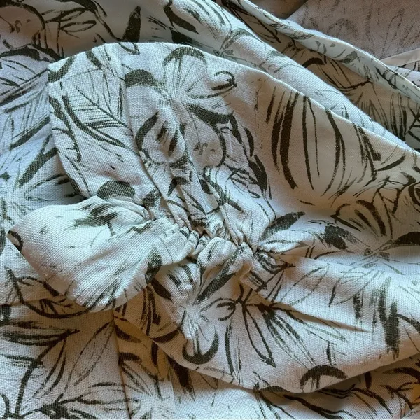 Briggs New York Tropical Leaf Print Linen-Blend Blazer Size M Sage Green - Image 7