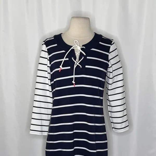 NWT!! TOMMY BAHAMA Floricita Stripe Shift Dress Navy Blue‎ White Stripe X-Small - Image 3