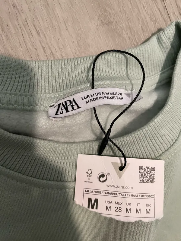 Zara Cropped Crewneck Sweater in Mint - Image 2