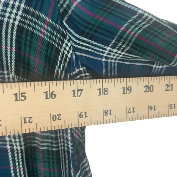 J. Jill‎ Women's Size Small Green Blue Plaid Button Up Blouse - Image 7