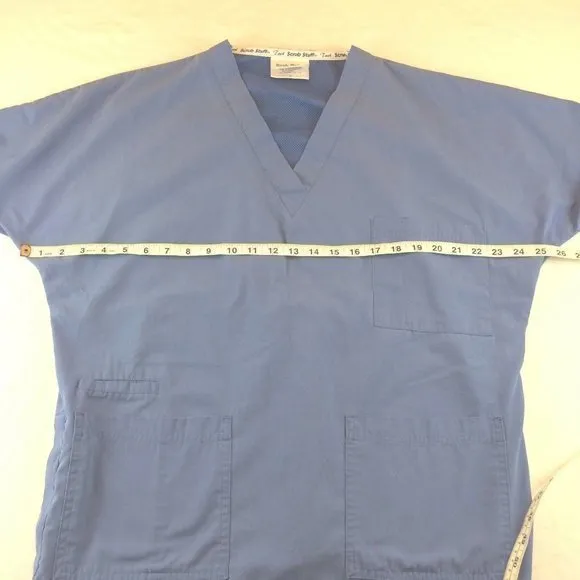 Medical Uniform Scrub Size Medium Stuff Tech Top Blue Short Sleeve Unisex - Image 5