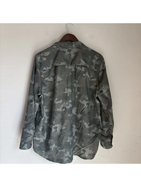 Eddie Bauer Travex Camo Long Sleeve Hiking Shirt Roll Tab Button Up Women XL - Image 4