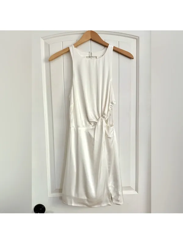 NWT For Love and Lemons Lucy White Satin Open Back Mini Dress size M - Image 8