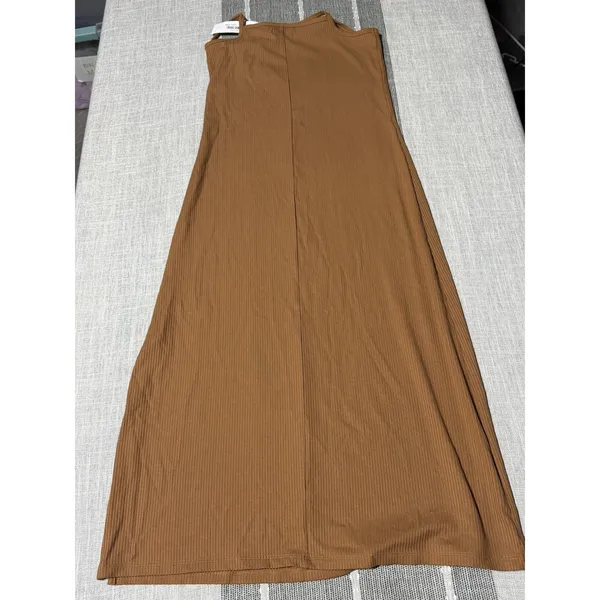 The Drop Leslie Toasted Brown Ribbed Midi Dress XXS Side Slit‎ NWT - Image 6