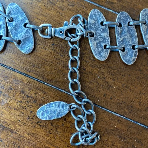 Vintage Metal silver oxidized heavy bohemian festival western belt 37-45" - Image 4