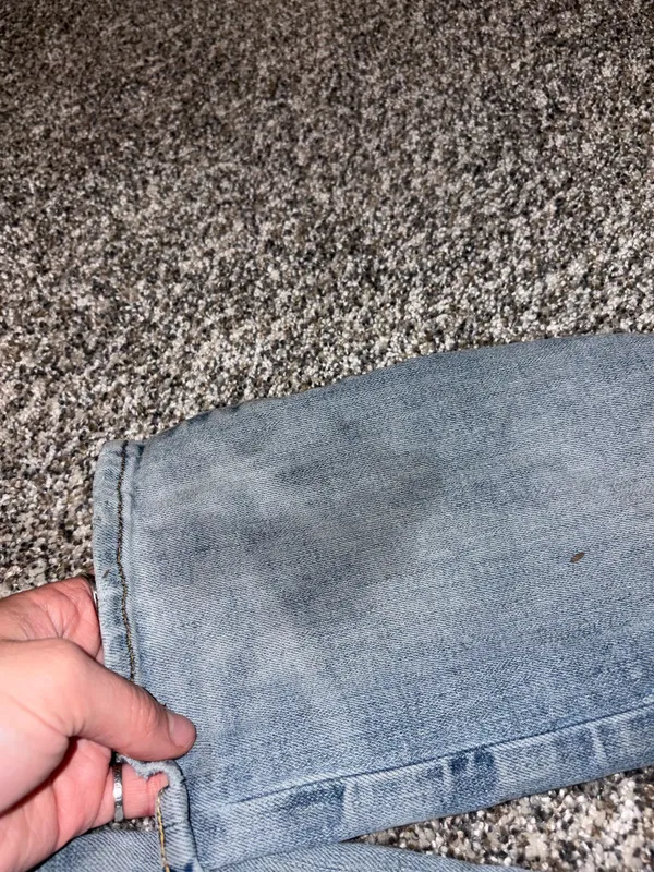 American Eagle Outfitters Slim Straight Light Blue Jeans with Paint Details - Image 8