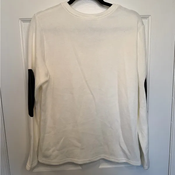Drew Tyra V-Neck Sweater Faux‎ Leather Elbow Patches Pullover NWT Size Medium - Image 7