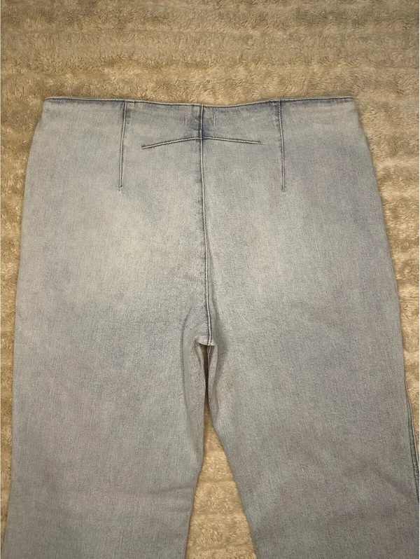 Express 70s Flare Mid Rise light wash stretch denim jeans 12S coastal cowgirl - Image 7