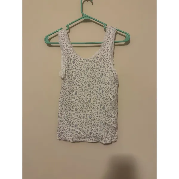 Brandy Melville Coquette Blue Floral Lace Amara/Skylar Style Tank Top OS - Image 3
