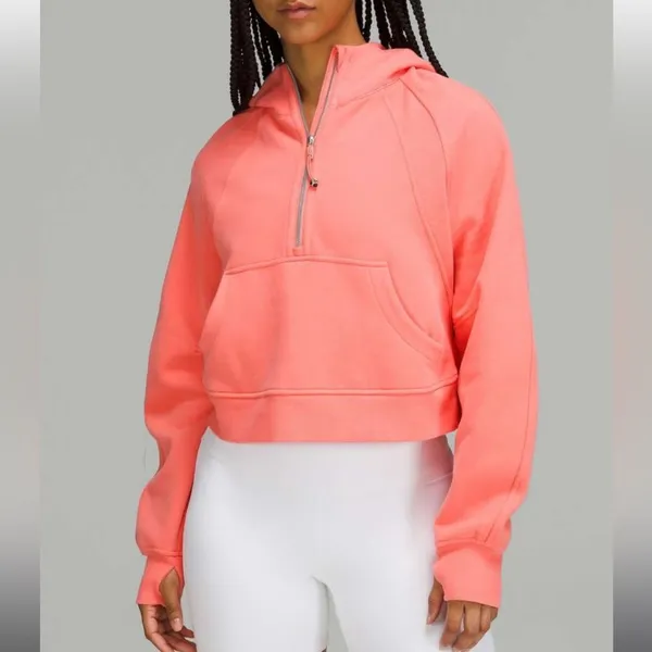 Lululemon Scuba Oversized Half Zip Hoodie Cotton Terry Raspberry Cream Size XS/S - Image 9