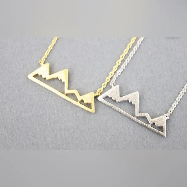 White‎ Gold Plated Mountain Bar Pendant Necklace, 16-18” - Image 10