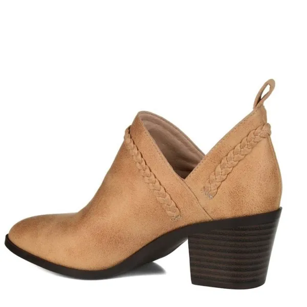 JOURNEE COLLECTION Sophie Braided Strap Bootie, Block‎ Heel, Tan, Size 11, NWT - Image 4