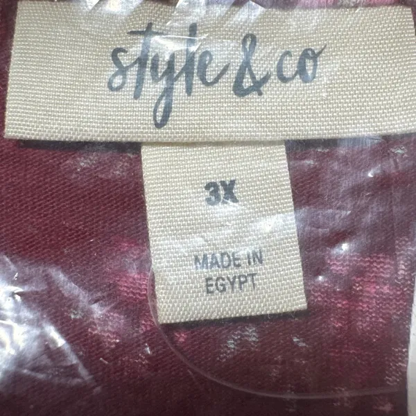 Style & Co. Women's 3X Floral Knit‎ Top Long Sleeve Scarlet Red Blouse - Image 3
