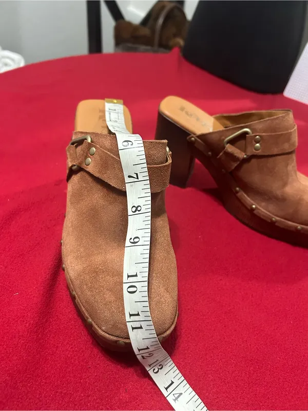 Mules by Korks Suede Tan Clog w/Buckle & Stud Trim - Image 11