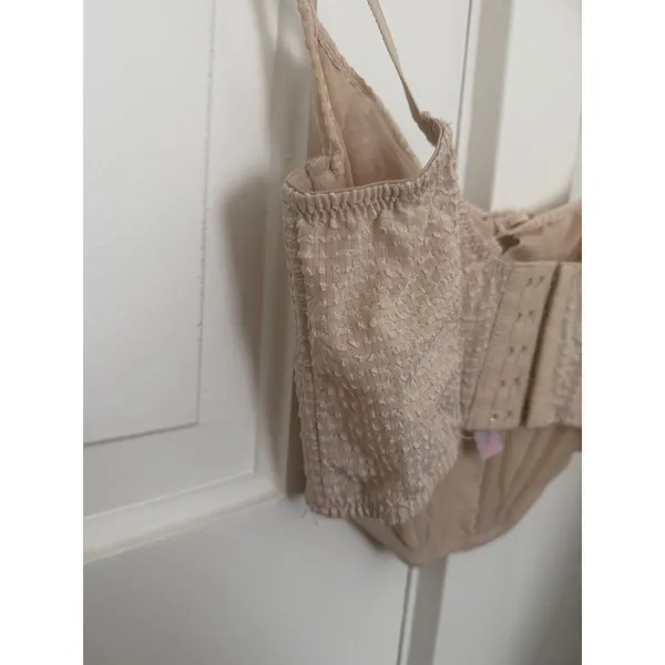 Out From Under Urban Outfitters Cream Seersucker Corset Bustier Top Small - Image 6