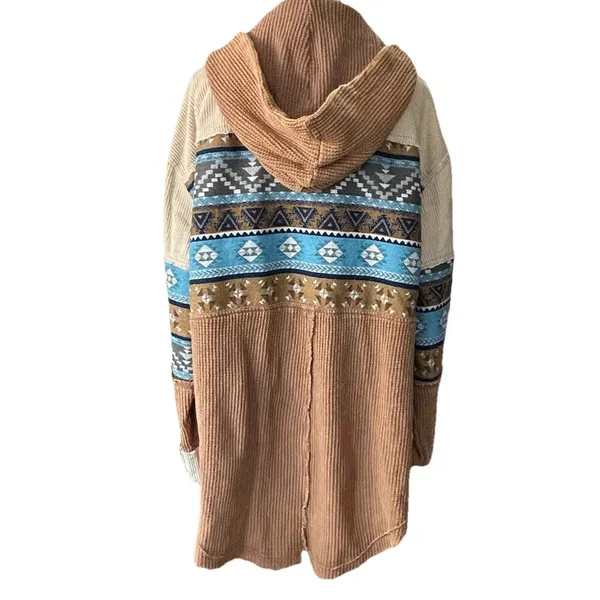 Sterling & Stitch Womens S Corduroy Shacket Southwestern Patchwork Jacket Boho - Image 8