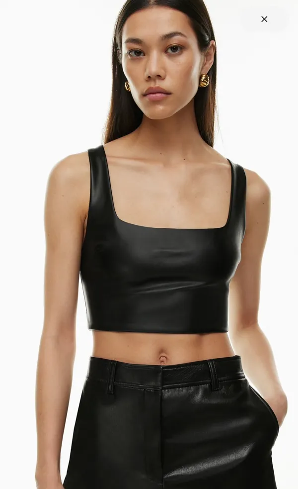 Aritzia Babaton Brown VEGAN Leather Crop Top - Image 3