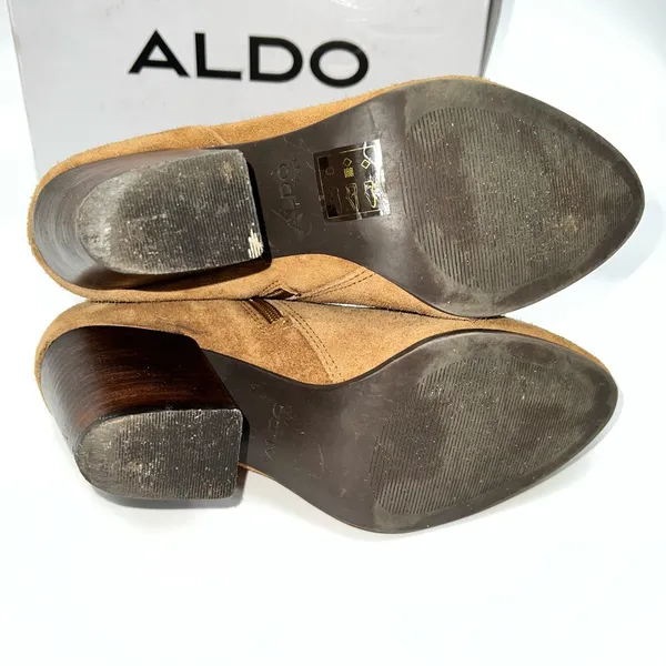 ALDO Blanka Women's Tan/Brown Suede Ankle Booties w/Stacked Wooden Heel-Size 7.5 - Image 8