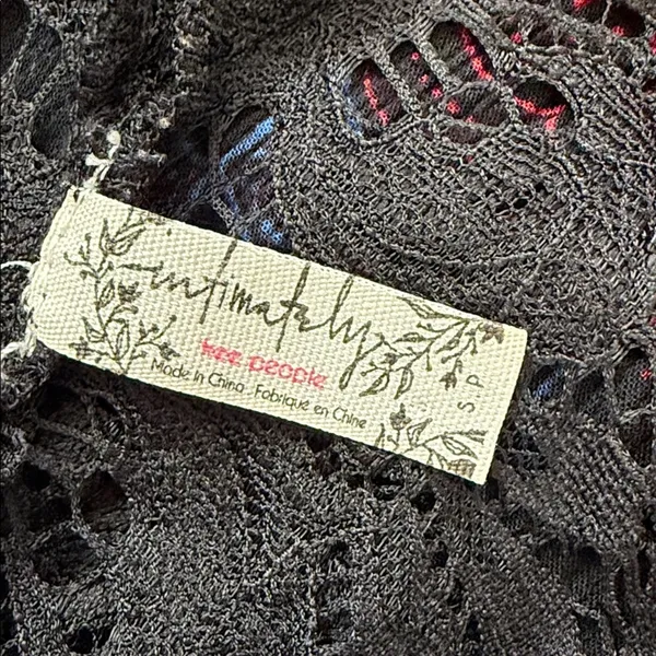Free People Intimately Who’s Sorry Now Black Floral Lace Boho Mini Slip Dress - Image 4