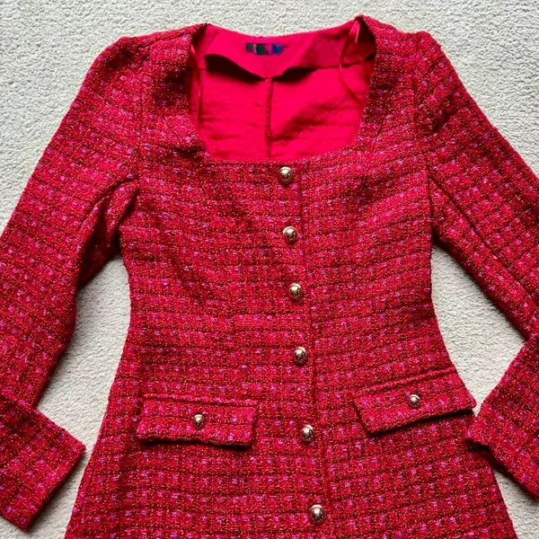 NWOT tweed red dress small 4 - Image 3
